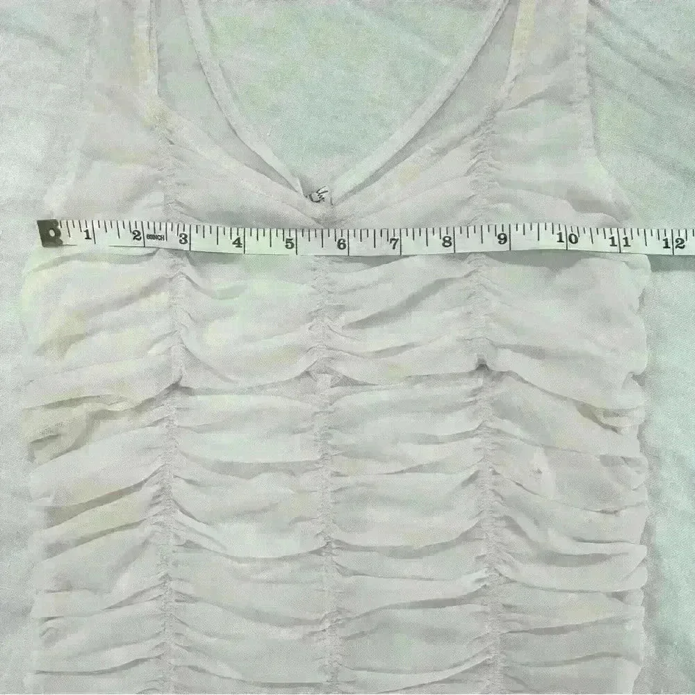 FREE PEOPLE INTIMATELY Light Pink Sheer Rouged Top Size L - Picture 8 of 10